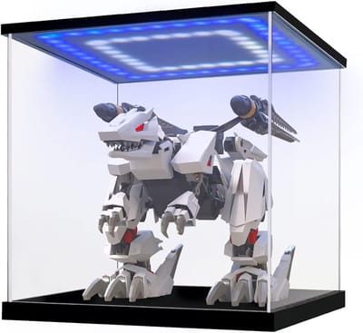 Transparante acryl vitrine voor verzamelobjecten, LED-verlichting, miniaturen en figuren (25x25x25cm)
