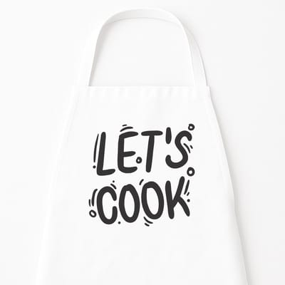 Keukenschort "Let's Cook" | Wit Kookschort | Kerstcadeau & Sinterklaas Cadeau