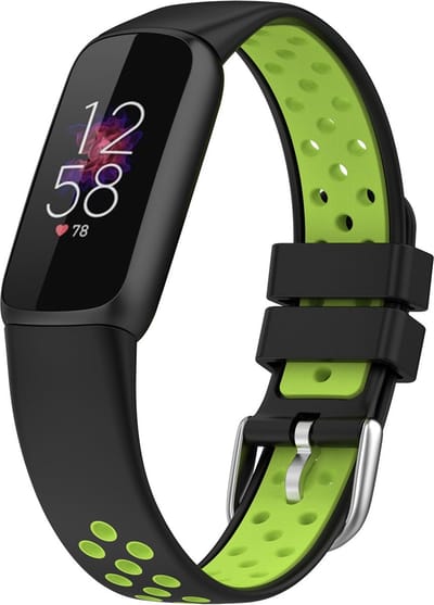 By Qubix - Compatible Fitbit bandje - Geschikt voor fitbit luxe bandje - Siliconen sportbandje - Maat: Large - Zwart + neon groen Smartwatchbandje horlogeband polsband Armband Strap Band Watchband
