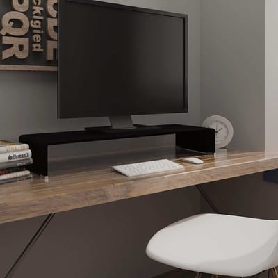 vidaXL - Tv-meubel/monitorverhoger - zwart - 90x30x13 - cm - glas