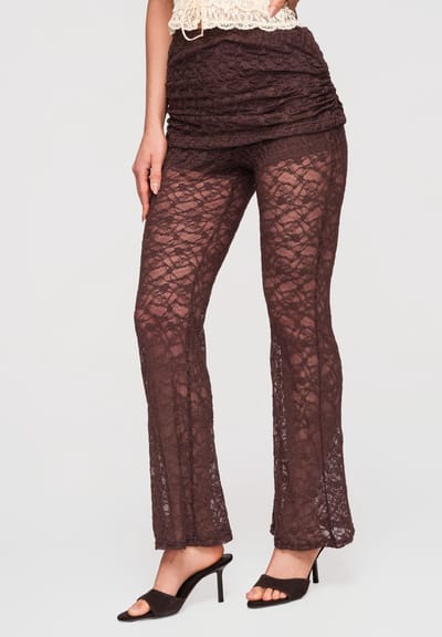 OMBRE Broek - Slim Fit - Gebloemd - Broek Bruin ONESIZE
