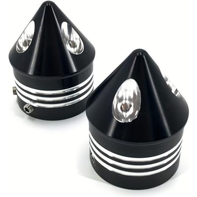 2 pièces CNC usinées en aluminium Bouchons de boulons d'écrou d'axe avant de moto pour Sportsters, Electra Glides, Forty-Eight, Road King - Durables, Anti-corrosion noir