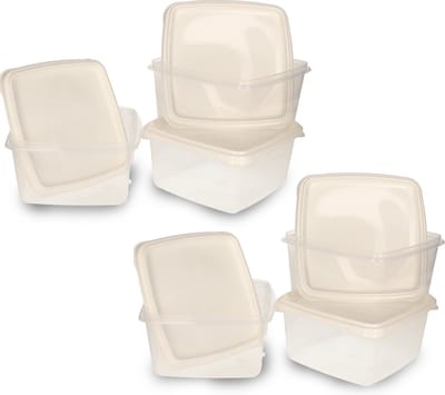 Hega Hogar Vershoudbakjes - set 6x stuks - 1.3 liter - transparant/wit - L16 x B16 x H11 cm