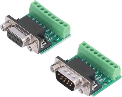 DB9 Male Female Connector Adapter - 2 Stuks 9-Pin Schroefterminal voor RS232 RS485 Seriële Koppeling en Gegevensoverdracht