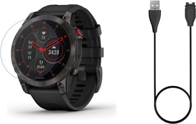 Strap-it Bundel Screenprotector + Oplader - Geschikt voor Garmin Epix Gen 2 - USB Oplaadkabel - Glasplaatje - Krasbestendig - Bescherming - Smartwatch Accessoires - 2 in 1 Bundel