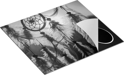 Chefcare Inductie Beschermer Amulet van de Indianen - Symbool - Ketting - Zwart Wit - 60x50 cm - Afdekplaat Inductie - Kookplaat Beschermer - Inductie Mat