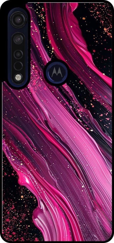 Smartphonica Telefoonhoesje Geschikt voor Motorola Moto G8 Plus met marmer opdruk - TPU backcover case marble design - Paars Roze geschikt voor Motorola Moto G8 Plus
