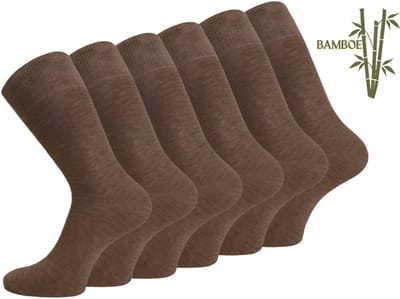 6 paar SQOTTON® Bamboe sokken - Naadloos - Heren & Dames - Kastanjebruin - Maat 35-38