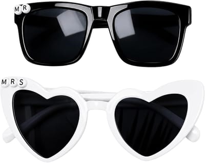 Zonnebril hartvormig - Wit - UV400 bescherming - Perfect voor bruiloften - ShopVlot