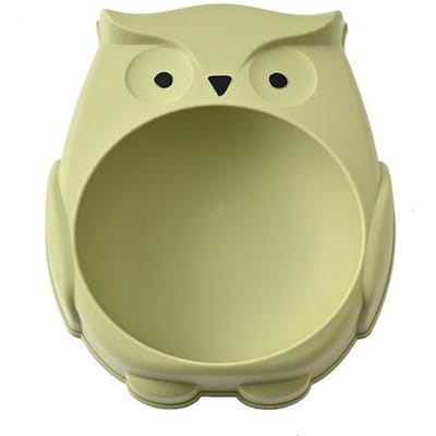Gamelle pour animaux de compagnie Élément de dessin animé Hibou Grande capacité Gamelle pour chat Antidérapante Anti-basculement Vaisselle pour nourriture pour chien Fournitures pour animaux de compagnie 20.7*18*6.7cm beige