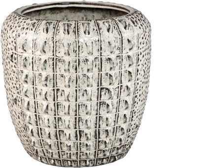 PTMD Crocco Cream Ceramic Round Pot Croco Pattern L