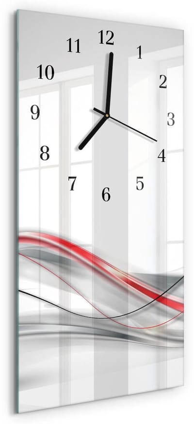 Tulup Wandklok - Kromme Moderne Glazen Wandklok - 30x60 cm - Veelkleurig Wandklok Glas Met Motief - Zwarte Handen - Rechthoekige Wandklok - Klok Glas Met Opdruk - Moderne Wandklok Glas