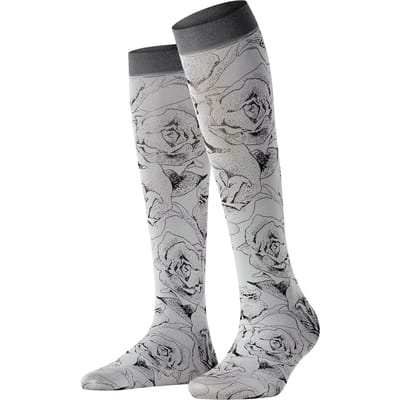 FALKE Rose Brush gedessineerd materiaal halfdoorzichtig 40 DEN kniekousen dames grijs - maat 35-38