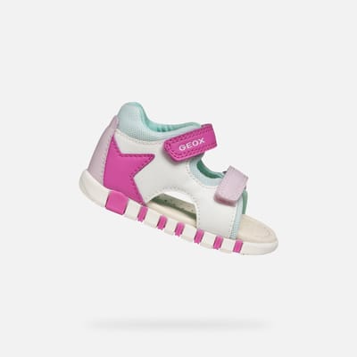 GEOX SANDAAL IUPIDOO PEUTER Sandalen - WIT/FUCHSIA - Maat 25