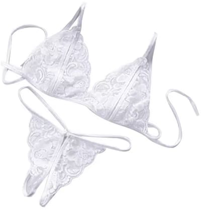 Wit lingeriesetje - Kanten Lingerie - Met open kruis - Erotische lingerieset - Large (valt klein) - Kanten Lingerie - Sexy lingerie - Valt als een Small - Sexy string - Peek-a-boo - CHPN