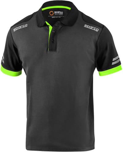 Sparco Tech Toledo Poloshirt - Zwart — Geel — XS