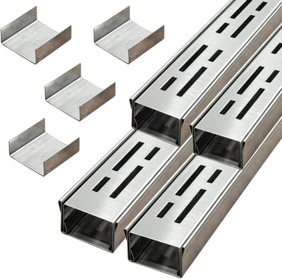 Afwateringssysteem Zwembad - Waterafvoer Kanalen - Voorkomt Wateroverlast - Roestvrij Staal 304 - 5 cm x 4 m - Zilver