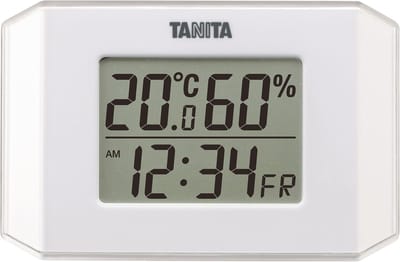 TANITA Hygrometer - Compact formaat - Japanse technologie Nauwkeurigheid - temperatuurmeter - inclusief magneet - klok - TT-574 Hygrometer