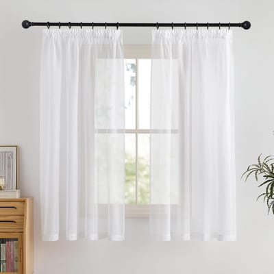 Dailygoods- Raamgordijnen Kant en Klaar - Vitragegordijnen - Plooiband - 2 Stuks - 140x160cm - Transparant - Vitrage