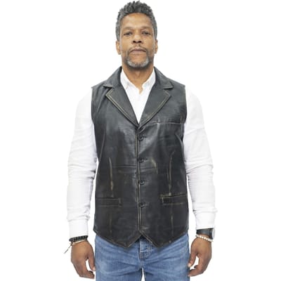 Heren slim klassiek lederen vest-Bristol