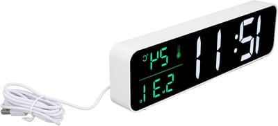 LED Muziekwekker - Digitale Wekker - Wakker Worden - Groot Scherm - 5V 1A - Wit