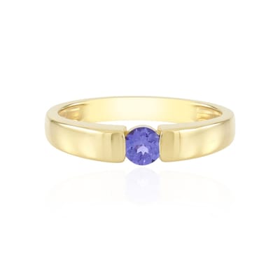 Cavill - Zilveren Ring met 0,27 ct Ronde Tanzaniet uit Tanzania - 925 Sterling Zilver Verguld - Elegante Handgemaakte Edelsteen Ring - Modern Sieraad