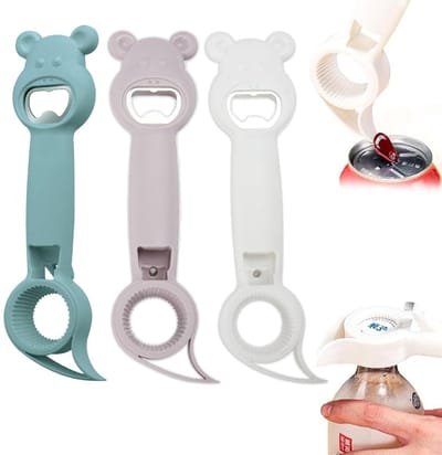 Dailygoods- Flesopener 4-in-1 - Multifunctioneel - Bieropener - Huisdierflesopener - Ergonomisch - 3-delige set van PP en roestvrij staal - Opener