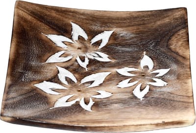 Wierookbrander - Vierkant - Bloemen - Wierookhouder - Mangohout