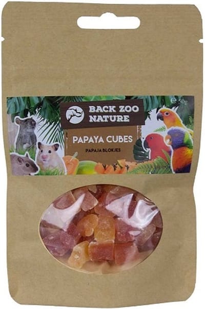Papaya Cubes 50g - BACK ZOO NATURE - Dehydrated Snack voor Vogels en Knaagdieren - Natuurlijke Voeding