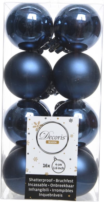 Decoris kerstballen - 16 stuks - 4cm - kunststof