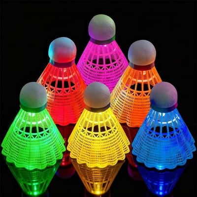 Led-badmintonballen - Lichtgevende shuttles - Nachtelijke sportactiviteiten - Set van 6 stuks - L - Blauw