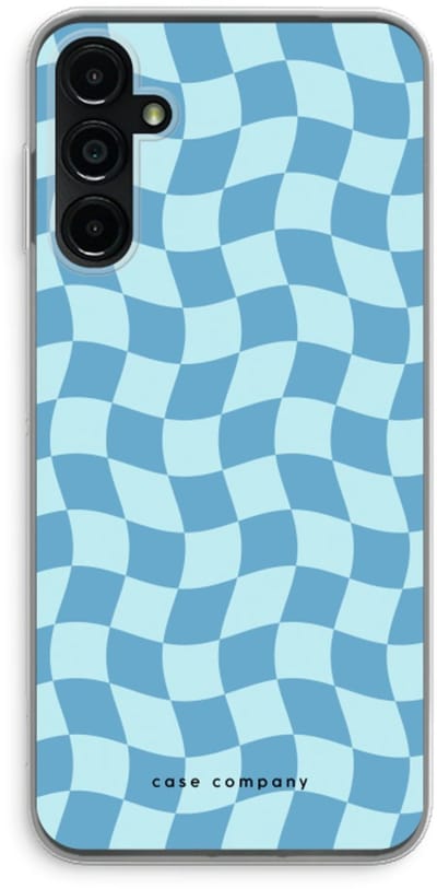 Case Company® - Hoesje geschikt voor Samsung Galaxy A14 hoesje - Grid Blauw - Soft Cover Telefoonhoesje - Bescherming aan alle Kanten en Schermrand