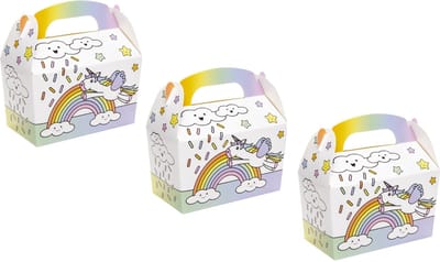 Eenhoorn Traktatiedoosje | Uitdelen | Unicorn Box 12,5 x 12 x 6 CM | 3 stuks