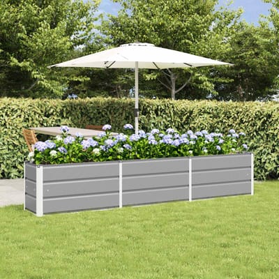 vidaXL - Plantenbak - Lichtgrijs - 240 - x - 40 - x - 45 - cm - Staal
