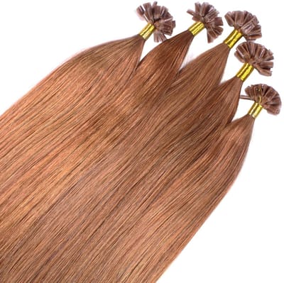 hair2heart Premium Extensions Echt haar Bondings glad - 25 strengen 0,8 g 40 cm 8/03 lichtblond naturel-goud