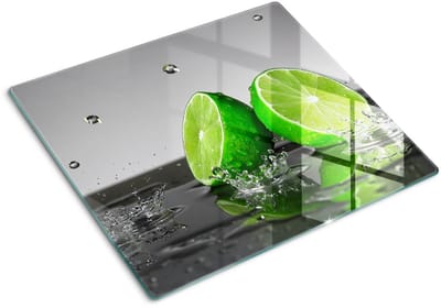 Tulup Glazen Snijplank - Groente Kalk in water Dienblad - 60 x 52 cm - Serveerplank van glas - Anti-Slip Snijplank - Anti-Slip Snijplank - UV Gelaagd Glas Serveerplank - Keukengerei