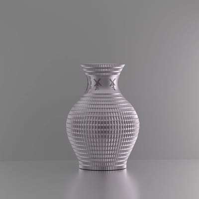 3d-gezellig Athene met molen - Vaas - Zilver - Maat 25 cm - 100% gerecycled PLA (bioplastic)