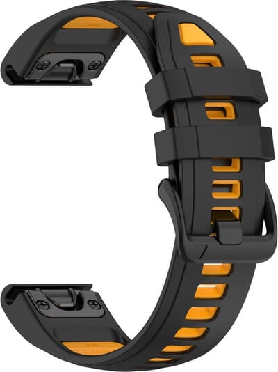Siliconen bandje - geschikt voor geschikt voor Garmin Fenix 5S / 5S Plus / 6S / 6S Pro / 7S / 7S Pro / 8 (43 mm) / Approach S12 / S42 / S70 42 mm / Epix Pro (Gen 2) 42 mm / D2 Delta S / Descent Mk2S / Mk3(i) 42 mm - zwart-oranje