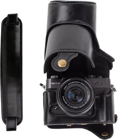 Beschermende PU Leren Tas voor FUJI X-T30, X-T20 en XT10 met 16-50mm en 18-55mm Lens, Inclusief Schouderriem en Stofbescherming
