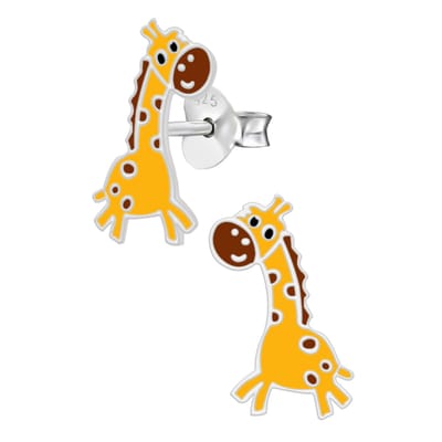 Zilveren kinderoorbellen - giraffenmotief - hypoallergeen - 925 zilver