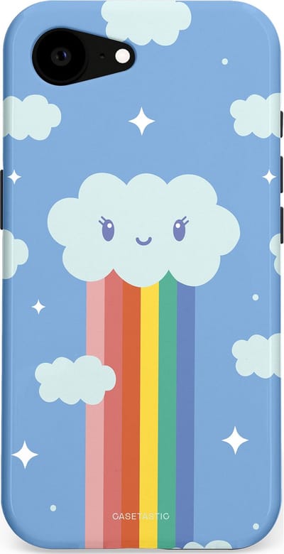 Casetastic Hoesje Geschikt voor Apple iPhone 16e Magsafe - Stijlvolle Beschermende Duo-layer Case - Regenboogwolkje