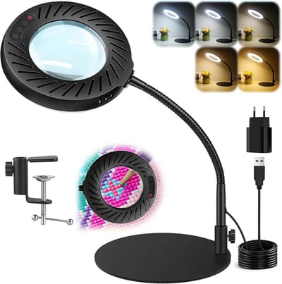 Loeplamp met LED Verlichting - Tafellamp Slaapkamer - Bureaulamp Dimbaar - Leeslamp - Tafelverlichting
