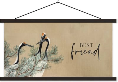 Posterhanger incl. Poster 60x30 cm - Schoolplaat - Best friends - Spreuken - Vriendschap - Beste vrienden - Quotes - Best friend - Textielposter - Zwarte latten