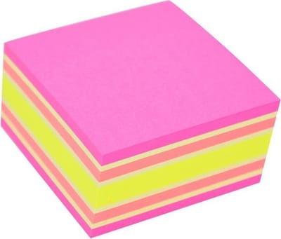 Stick'n Sticky Notes - Kubus - 76x76mm - Neon/Pastel Geel en Roze - 400 Memoblaadjes