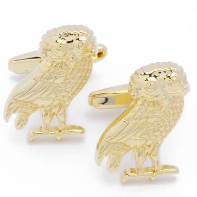 Manchetknopen - Uil Owl Bosuil Goudkleurige Uilen