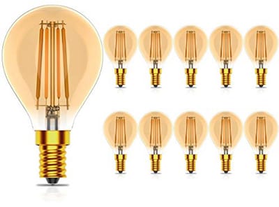Pack van 10 Vintage E14 LED Gloeilampen 4W Druppelvorm Warm Wit Licht