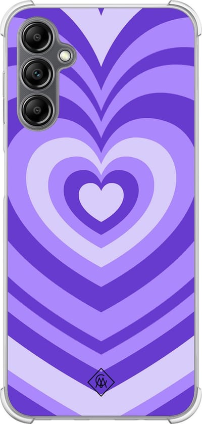 Casimoda® hoesje - Geschikt voor Samsung Galaxy A14 5G - Hart Swirl Paars - Shockproof case - Extra sterk - TPU/polycarbonaat - Paars, Transparant