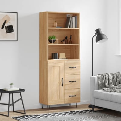 vidaXL Hoge kast 69,5x34x180 cm bewerkt hout sonoma eikenkleurig