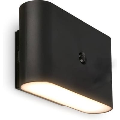 BRILONER Chet – LED Wandlamp oplaadbaar – zonder stroom & boren – met bewegingssensor – warm wit licht – met kleefpad – zwart – 16 x 9,5 x 6,5 cm
