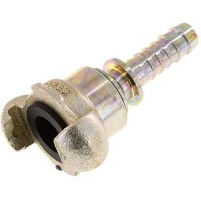 Gietijzer DN 10 DIN 3489 Compressor Klauwkoppeling met 25 mm Slangpilaar Draaibaar Veiligheidskraag